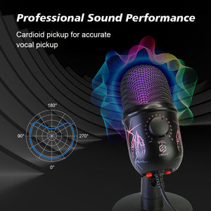 RGB Condenser Microphone with Noise Reduction - Perfect for Computer Dubbing, Live Streaming, and Gaming!
