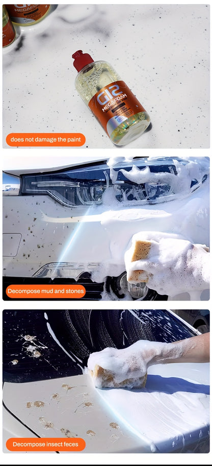 Mega Foam Car Wash Soap - High-Concentrated Foam Wash For Cars - Natural Citrus Scent, Non-Streaking, Safe For All Surfaces, 30% Active Ingredients For Superior Cleaning And Lubrication, Phosphate-Free, Neutral PH Formula