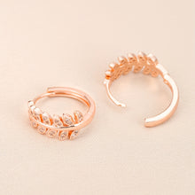 Load image into Gallery viewer, Leaf-Shaped Hoop Huggie Earrings Inlaid zirconia 18K Gold Plated Holiday Jewelry For Women Girls 1Pair
