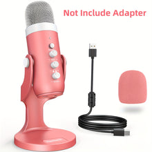 Load image into Gallery viewer, USB Microphone, Condenser Computer PC Mic, Plug&amp;Play Gaming Microphones For PS 4&amp;5.Headphone Output&amp;Volume Control, Mic Gain Control, Mute Button For Vocal, For YouTube Podcast On Mac&amp;WindowsBlack
