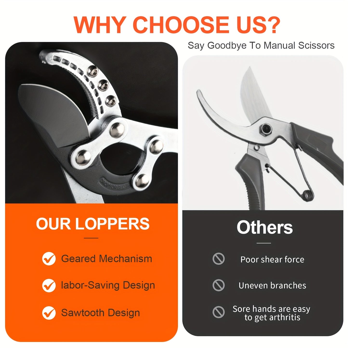 [Heavy-duty] 18/38 Inch Extendable Tree Pruning Shears | Heavy-duty Non Stick Sharp Edged Steel Blades | Branch Cutters With A Diameter Of Up To 2 Inches | Manual Hedge Shears For Shaping And Trimming Shrubs, Garden Tools