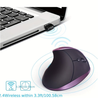 Ergonomic Mouse, Rechargeable Vertical Wireless Mouse Small Right Handed Computer Wireless Mouse for Laptop, Desktop, PC Purple