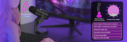 USB Microphone, Condenser Computer PC Mic, Plug&Play Gaming Microphones For PS 4&5.Headphone Output&Volume Control, Mic Gain Control, Mute Button For Vocal, For YouTube Podcast On Mac&WindowsBlack