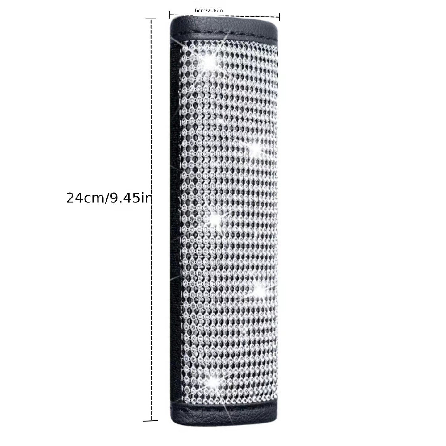 2pack Car Setting Seat Belt Protector Leather Bag Edge Shoulder Protector Car Interior Full Of Artificial Diamonds Modified Decoration Supplies