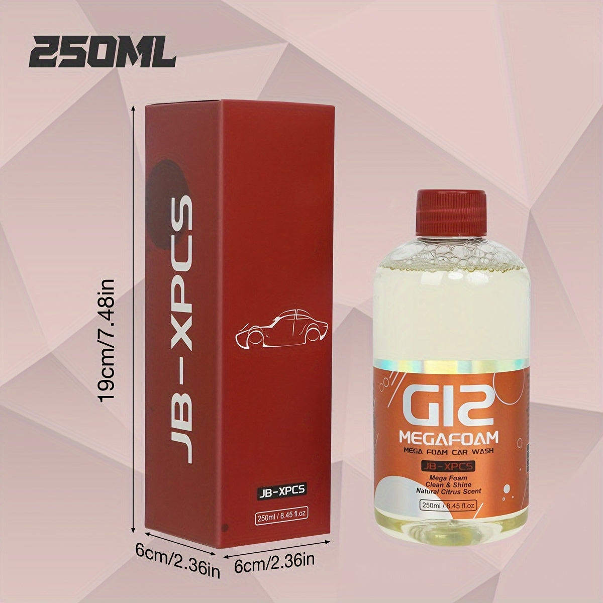 Mega Foam Car Wash Soap - High-Concentrated Foam Wash For Cars - Natural Citrus Scent, Non-Streaking, Safe For All Surfaces, 30% Active Ingredients For Superior Cleaning And Lubrication, Phosphate-Free, Neutral PH Formula