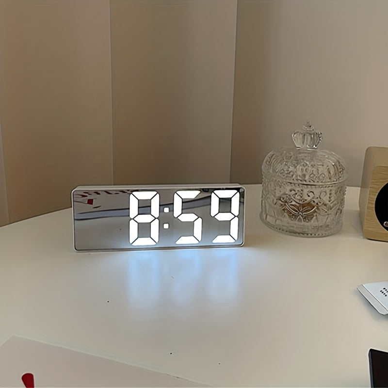 1pc Smart Voice-Controlled LED Desk Clock with Snooze Function - Silent Digital Alarm for Bedroom & Office Use