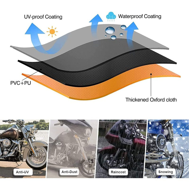 Comnova Motorcycle Cover 104 Inch 600D Universal Motorcycles Cover Waterproof with Lock-Holes All Season Large Motorbike Vehicle Scooter Cover for Harley Davidson Honda Suzuki Kawasaki Yamaha