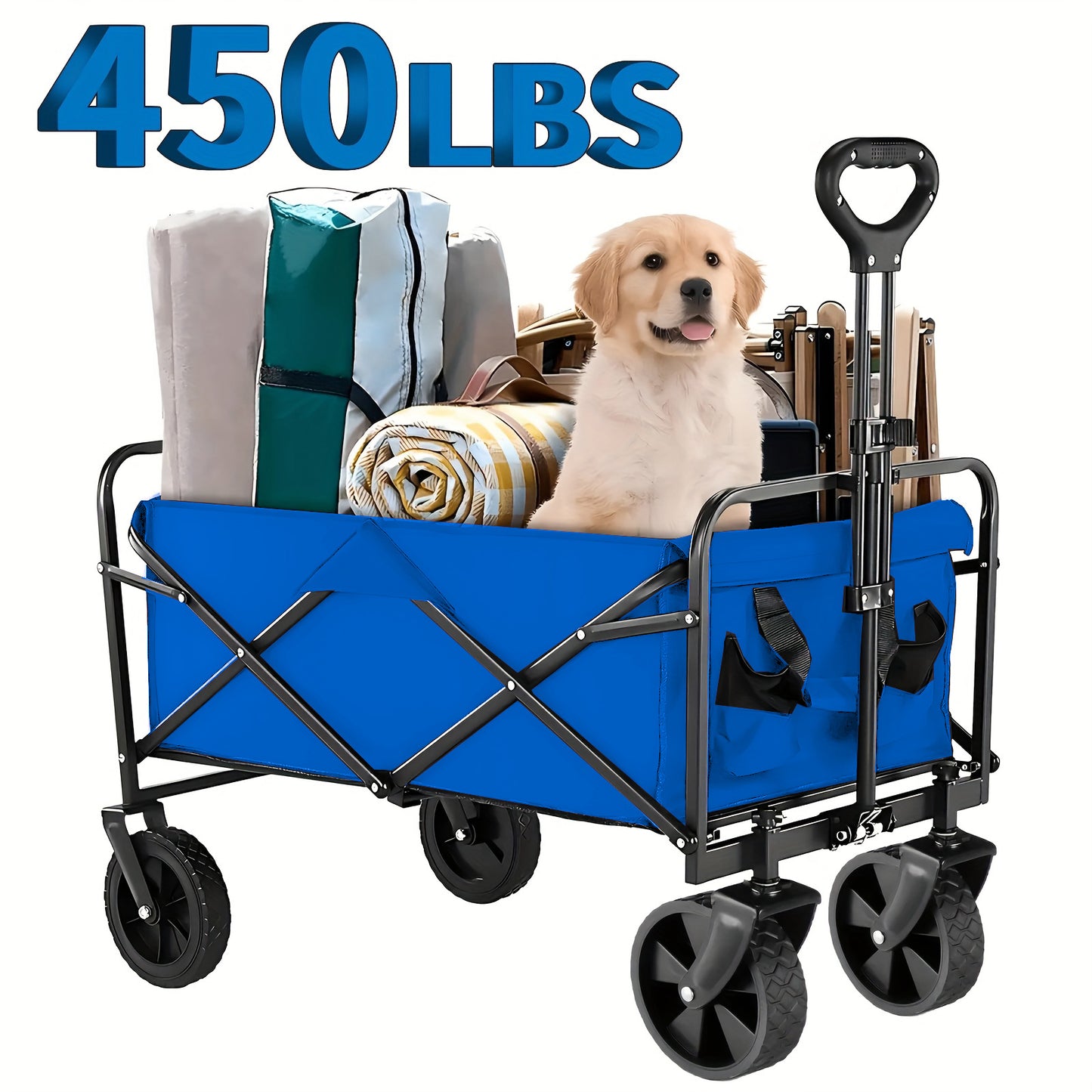 Heavy Duty] AIRRDELI Heavy Duty Foldable Wheeled Cart | Utility Cart for Groceries, Sports, Gardening, Shopping and Camping | Youngsters' portable folding cart