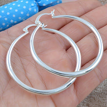 Load image into Gallery viewer, Silvery Big Textured Hoop Earrings Women&#39;s Jewelry Silver Plated Female Accessories 1Pair
