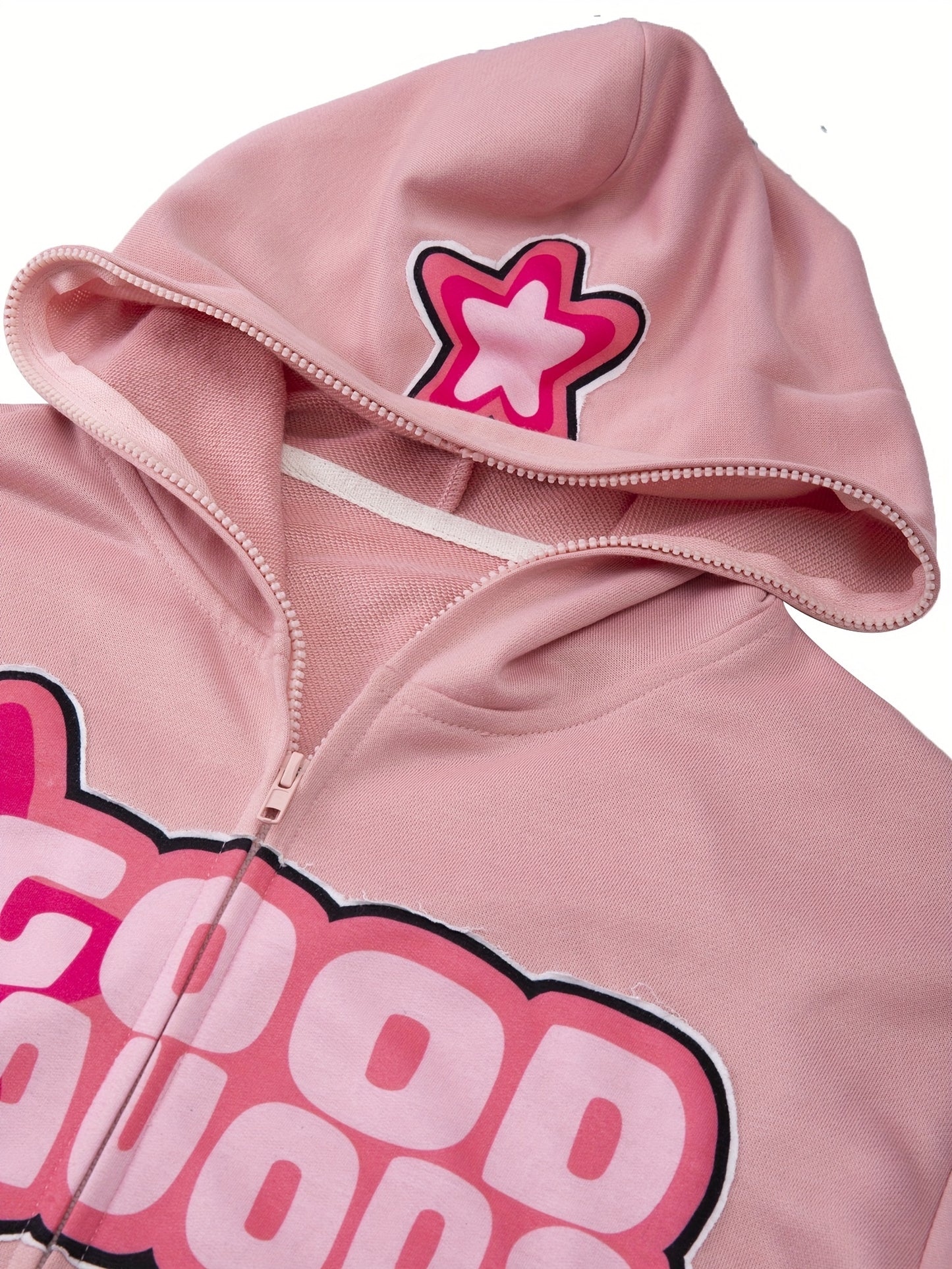 Trendy Womens Letter Print Hoodie - Full Zipper, Long Sleeve Casual Sweatshirt with Comfortable Pockets - Relaxed Fit, Soft & Stylish Womens Clothing