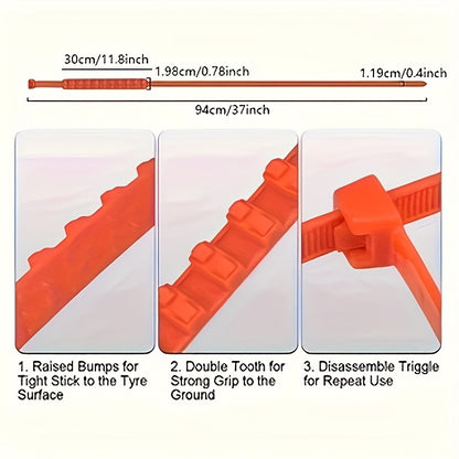 10pcs Set of Men'S Car Accessories PE Snow Chains, Quick 2-Second Disassembly, Emergency Anti-Skid Chains for Cars And Motorcycles, Strong Grip for Winter And Off-Road Traction - Easy to Install, Anti-Skid, Wear-Resistant And