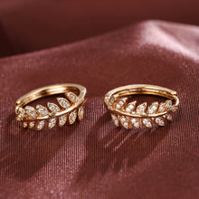 Load image into Gallery viewer, Leaf-Shaped Hoop Huggie Earrings Inlaid zirconia 18K Gold Plated Holiday Jewelry For Women Girls 1Pair
