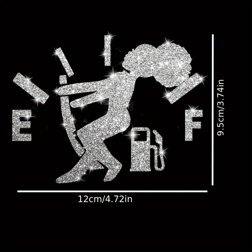 1pc Car Sticker Fuel Consumption Sticker Shiny Fuel Tank Cap Sticker Car Body Fuel Tank Cap Decorative Sticker Cartoon Reflective Personality Car Sticker