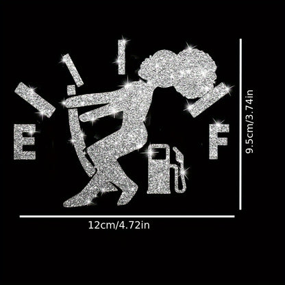 1pc Car Sticker Fuel Consumption Sticker Shiny Fuel Tank Cap Sticker Car Body Fuel Tank Cap Decorative Sticker Cartoon Reflective Personality Car Sticker