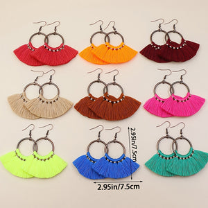 9 Pairs Boho Earrings Round Colorful Tassel Drop Earrings Charms Jewelry Gift Birthday Gifts For Women Wife Girls Her