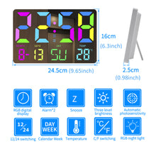 Load image into Gallery viewer, 1pc Multifunctional RGB Colorful Digital Remote Control Wall Clock (clock And Remote Control With Button Battery)
