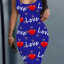 Load image into Gallery viewer, Heart &amp; Letter Printed Tank Dress - Casual Sleeveless U Neck Design - Slim Fit &amp; Flattering - Ideal Summer Womens Clothing
