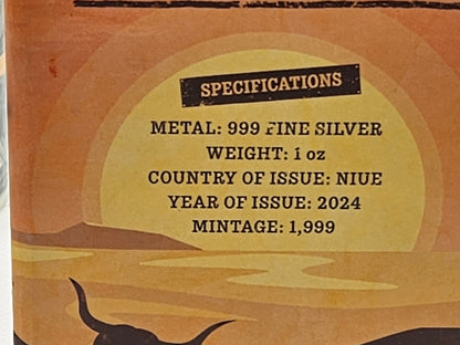 1oz Pure Silver Bar in Clear Card Assay .999 Calamity Jane Collectable Wild West Box