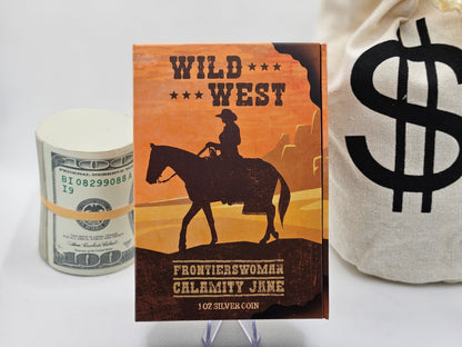 1oz Pure Silver Bar in Clear Card Assay .999 Calamity Jane Collectable Wild West Box