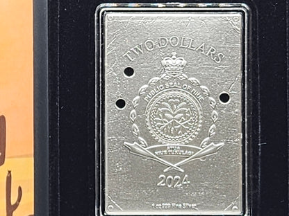 1oz Pure Silver Bar in Clear Card Assay .999 Calamity Jane Collectable Wild West Box