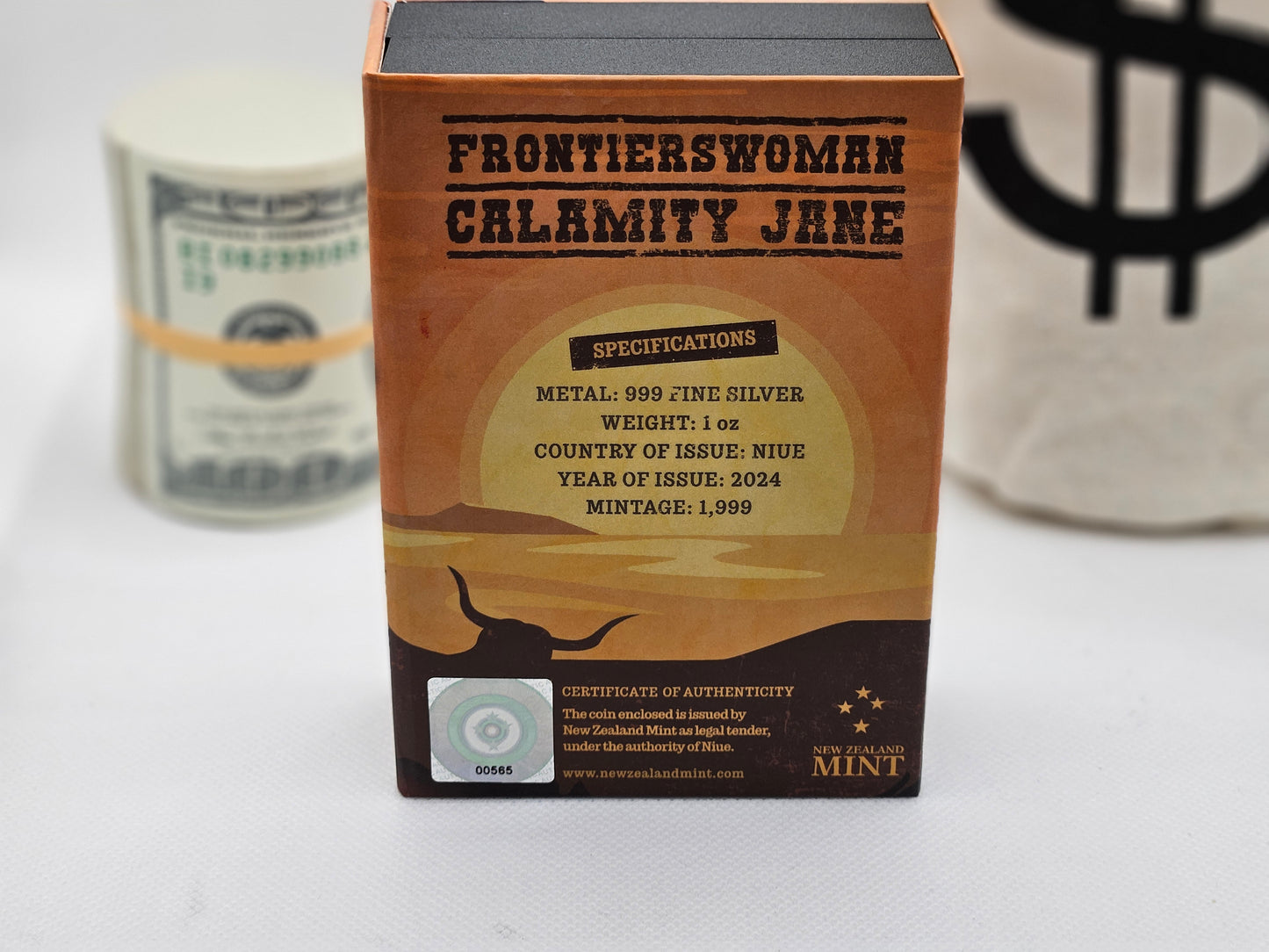 1oz Pure Silver Bar in Clear Card Assay .999 Calamity Jane Collectable Wild West Box