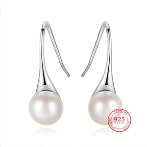 925 Silver Natural Freshwater Pearl Drop Earrings For Women Fine Jewelry