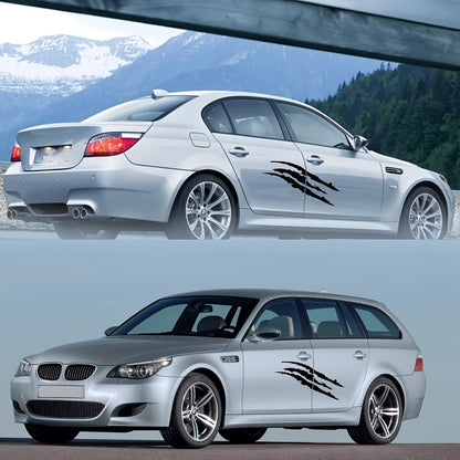 Vinyl Horror Claw Car Decals 2-Pack, Geometric Self-Adhesive Scratch Stickers for Vehicles - Glossy Finish, Horror Themed Embellishment, Half-Moon Shape, Suitable for Car Windows, Body, Motorcycles, Halloween Decor