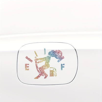 1pc Car Sticker Fuel Consumption Sticker Shiny Fuel Tank Cap Sticker Car Body Fuel Tank Cap Decorative Sticker Cartoon Reflective Personality Car Sticker