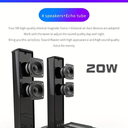 20W 3D Wireless Home Theater Computer Stereo Surround Speakers - Transformable into Two TV Speakers - Perfect Gift for Any Occasion