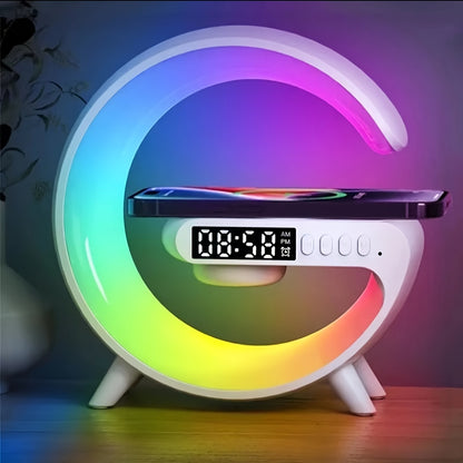 LED Smart Alarm Clock with Wireless Charger and Music Speaker – Night Starry Light & Colorful Home Atmosphere, USB Powered