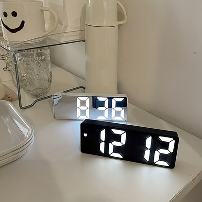 1pc Smart Voice-Controlled LED Desk Clock with Snooze Function - Silent Digital Alarm for Bedroom & Office Use