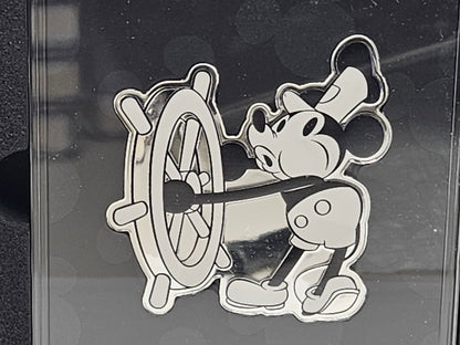 1oz Silver .999 Fine Silver Colored Mikey Mouse Silver in Collectors Case .999 Steamboat Mikey Mouse