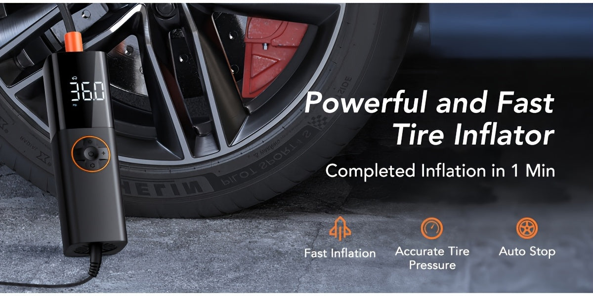 Tire Inflator Portable Air Compressor, 12V DC Auto Air Pump for Car Tires, 150PSI Electric Tire Pump with Digital Pressure Gauge, LED Light for Car Motorcycle Bike Ball, Car Accessories, for DC only.