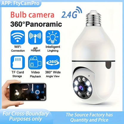 1pc Smart Light Bulb Security Camera, E27 Base, 360° Panoramic View, Motion Detection, Two-Way Audio, Indoor/Outdoor, Enhanced Home Safety