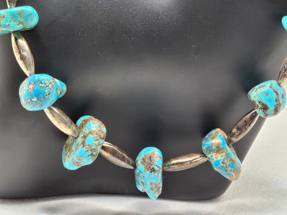 Zuni Tribe Native American Sterling Silver Jewelry with Medium Turquoise Stones