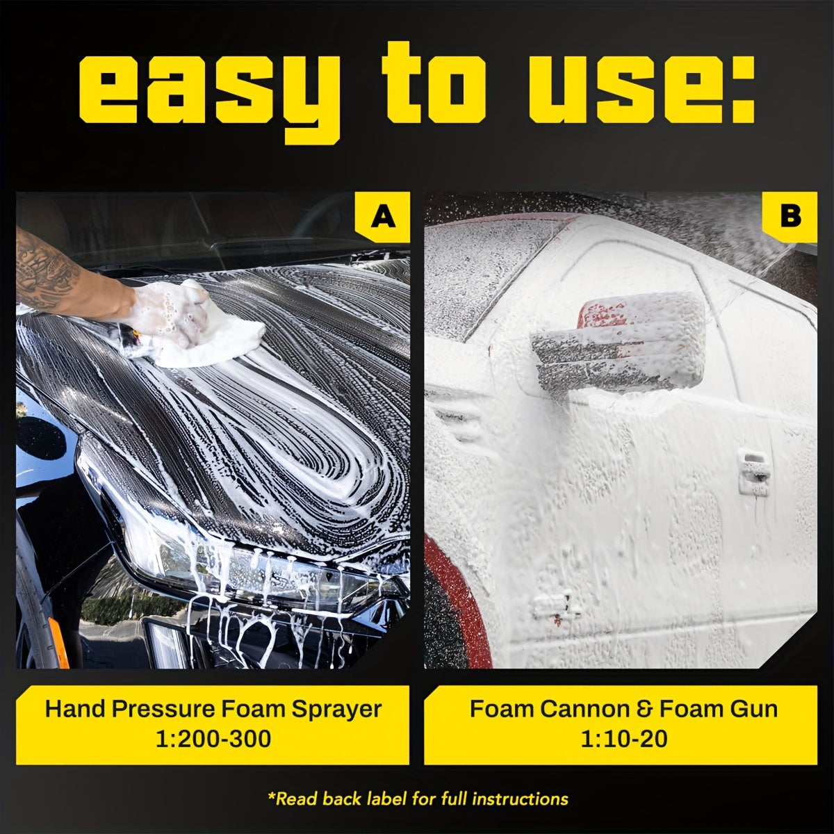 Mega Foam Car Wash Soap - High-Concentrated Foam Wash For Cars - Natural Citrus Scent, Non-Streaking, Safe For All Surfaces, 30% Active Ingredients For Superior Cleaning And Lubrication, Phosphate-Free, Neutral PH Formula