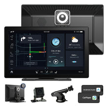 Load image into Gallery viewer, 9 Inch Portable Car Stereo, Wireless Car Touch Screen Android Auto With 2.5K Dash Cam, 1080P Backup Camera, Car Audio Receiver With Mirror Link/GPS Navigation/FM
