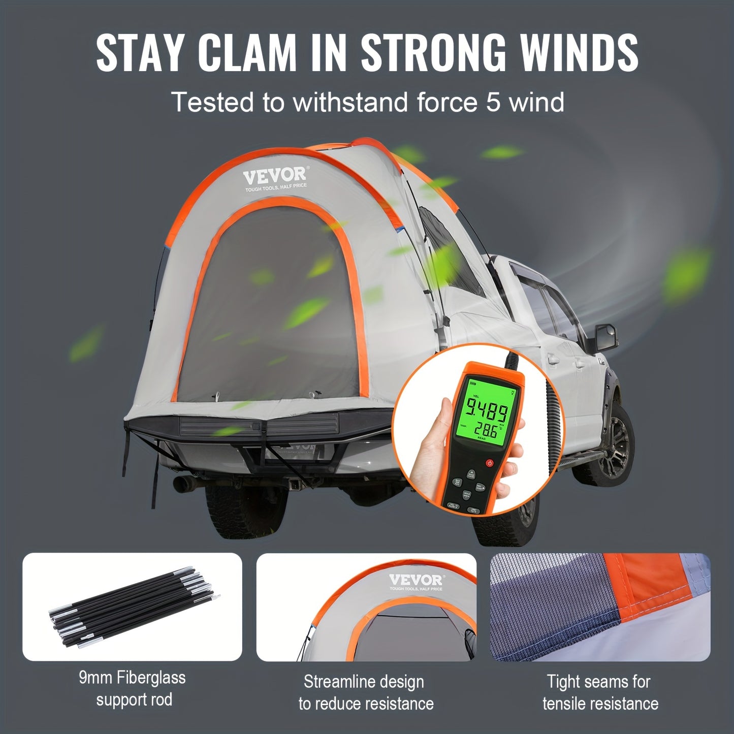 VEVOR Truck Bed Tent, Pickup Truck Tent With Rain Layer And Carry Bag, Waterproof Double Layer Truck Tent For Camping, Accommodate, For Camping Traveling Outdoor Activities