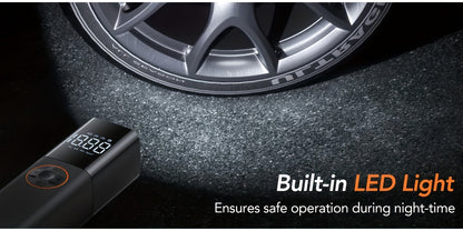 Tire Inflator Portable Air Compressor, 12V DC Auto Air Pump for Car Tires, 150PSI Electric Tire Pump with Digital Pressure Gauge, LED Light for Car Motorcycle Bike Ball, Car Accessories, for DC only.