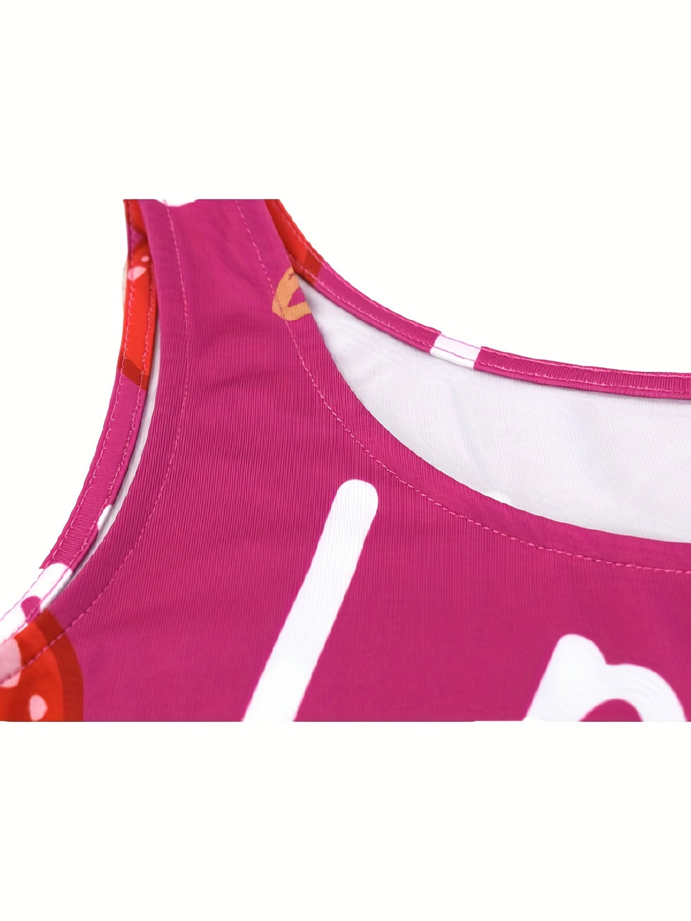 Heart & Letter Printed Tank Dress - Casual Sleeveless U Neck Design - Slim Fit & Flattering - Ideal Summer Womens Clothing