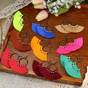 9 Pairs Boho Earrings Round Colorful Tassel Drop Earrings Charms Jewelry Gift Birthday Gifts For Women Wife Girls Her