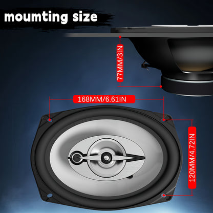 3 -Way Coaxial Car Audio Speakers, 6 X 9 Inch Car Audio Coaxial Speaker, 1000W Max Power, Mid-tweeter, Enhanced Bass Response Easy Installation Black Car Speakers