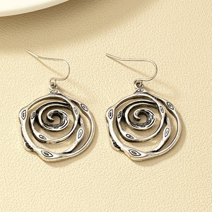 1pair Vintage Geometric Drop Dangle Earrings - Silver Plated for Women's Party and Holiday Decor Gifts