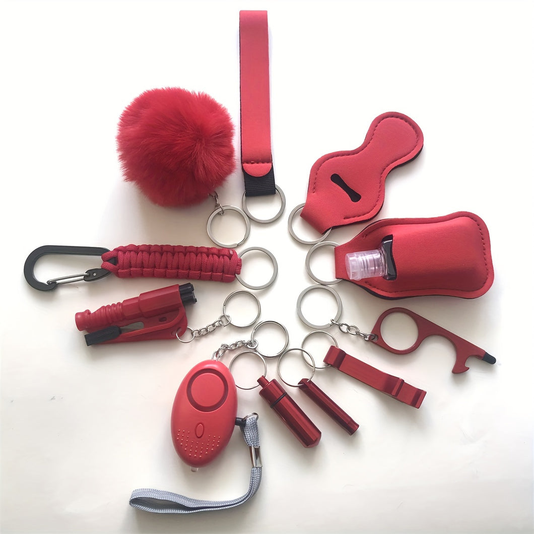 12pcs Safety Keychain Full Set, Self Defense Security Keychain Set With Personal Alarm, Protective Keychain Accessories Gift For Women Valentines Gift