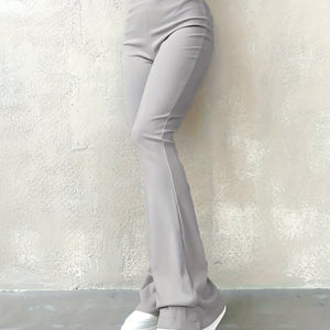 Stylish Flare Leg Pants - Soft and Stretchy Ribbed Fabric, Comfortable High-Rise Design, Flexible and Form-Fitting Waistband, Fashionable Flared Leg Style - Chic Womens Clothing for Everyday Wear