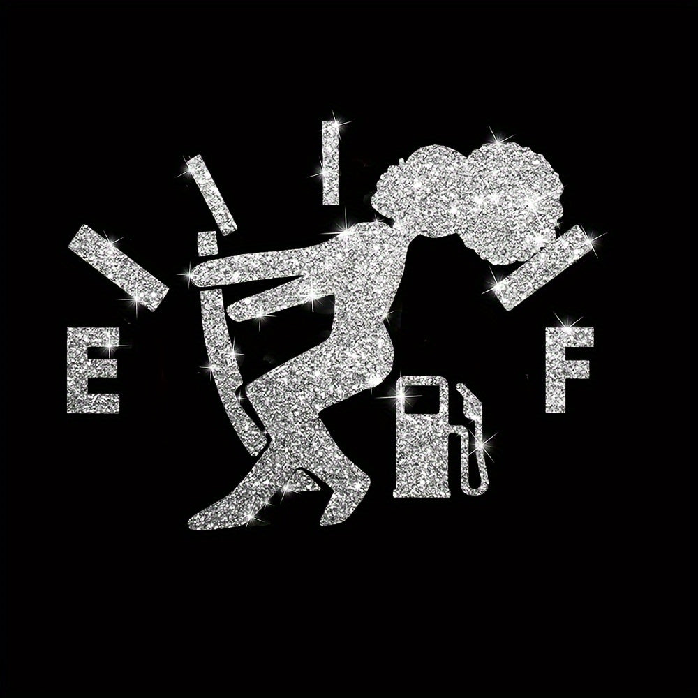 1pc Car Sticker Fuel Consumption Sticker Shiny Fuel Tank Cap Sticker Car Body Fuel Tank Cap Decorative Sticker Cartoon Reflective Personality Car Sticker