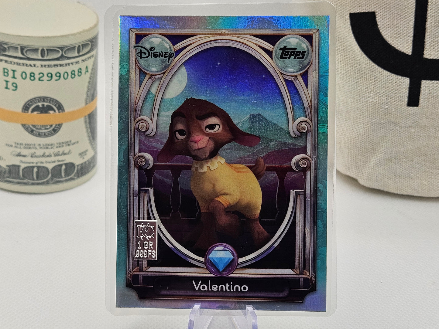 1 Grain Pure Silver Bar in Premium Card Assay .999 Disney Collectable Card Valentino