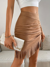 Load image into Gallery viewer, Micro Elasticity Solid Color Tassel Ruched Beaded Bodycon Skirt - Stretchy Polyester Fabric, Elegant Casual Wear for Spring &amp; Summer - Womens Clothing for All Seasons
