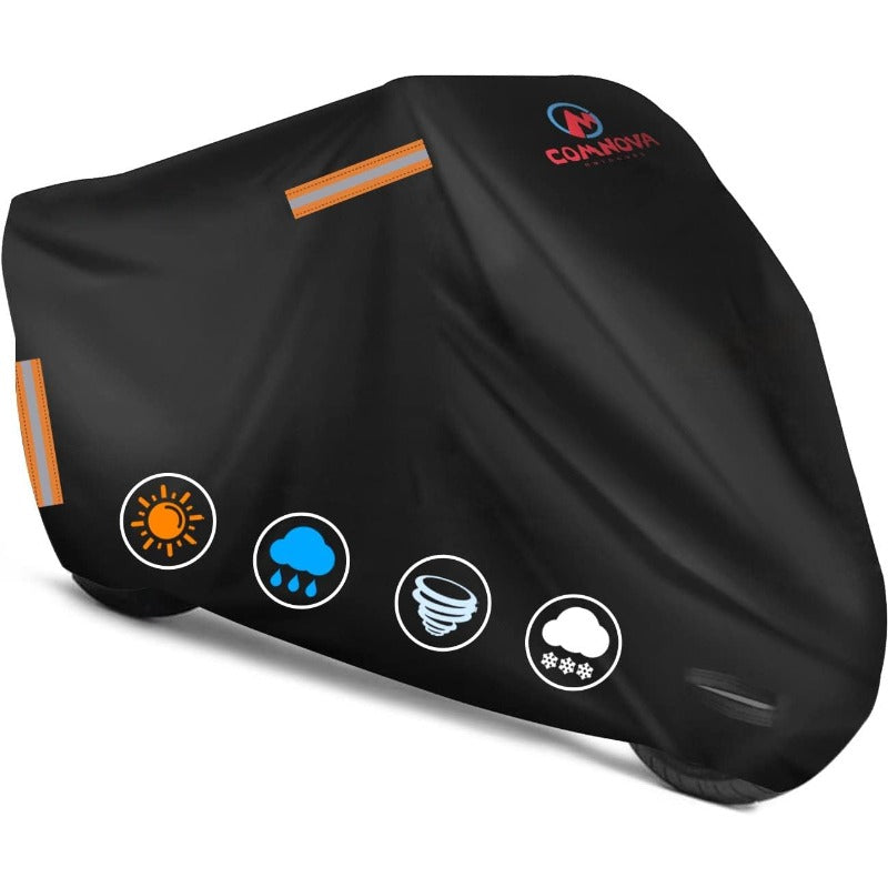 Comnova Motorcycle Cover 104 Inch 600D Universal Motorcycles Cover Waterproof with Lock-Holes All Season Large Motorbike Vehicle Scooter Cover for Harley Davidson Honda Suzuki Kawasaki Yamaha