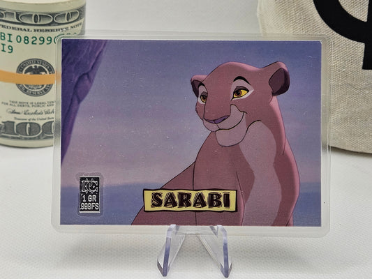 1 Grain Pure Silver Bar in Premium Card Assay .999 Disney Collectable Card Sarabi